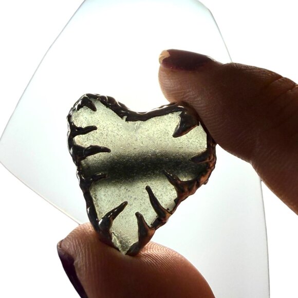 Heart Shaped Sea Glass Ring Artisan Crafted W/ Upcycled Spoon Bowl Band Sz 7.5 - Picture 4 of 14